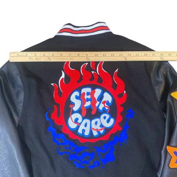 Bleecker & Mercer Jacket Men’s Medium Black Embroidered Varsity Streetwear - Picture 14 of 14